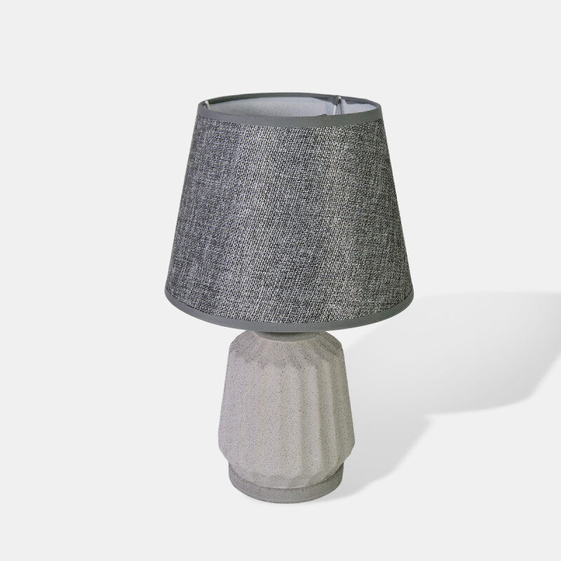 LAMPARA GRIS C/BASE CERAMICA GRIS P/MESA 31X20CM Unica