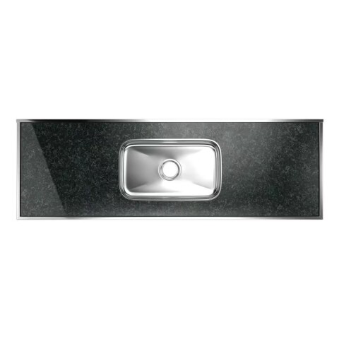 Mesada con pileta acero inox 160cm concreto Verde Labrador con valvula Mesada Con Pileta Acero Inox 160cm Concreto Verde Labrador Con Valvula