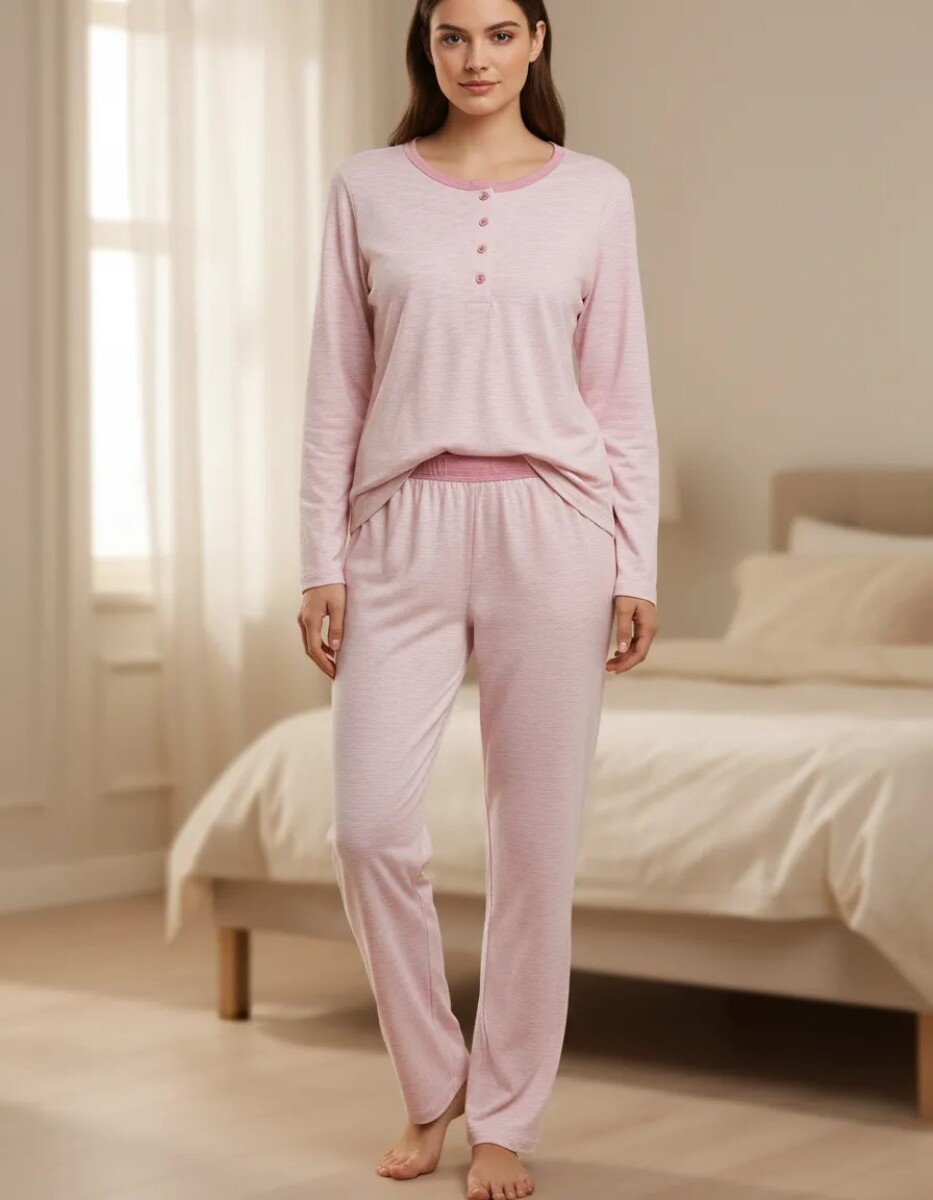 PIJAMA M/LARGA MELANGE BOTONES 