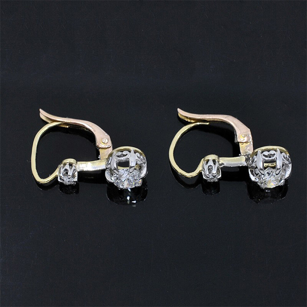Caravanas Antiguas En Oro 18K Y Brillantes Caravanas Antiguas En Oro 18K Y Brillantes