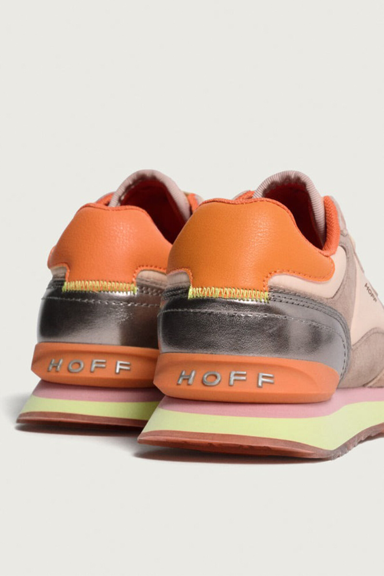 Scarpe Da Donna HOFF Cagliari, Sneakers In Pelle E Nylon, Suola Colorata, Memory Foam, Color Crema/kaki - 3