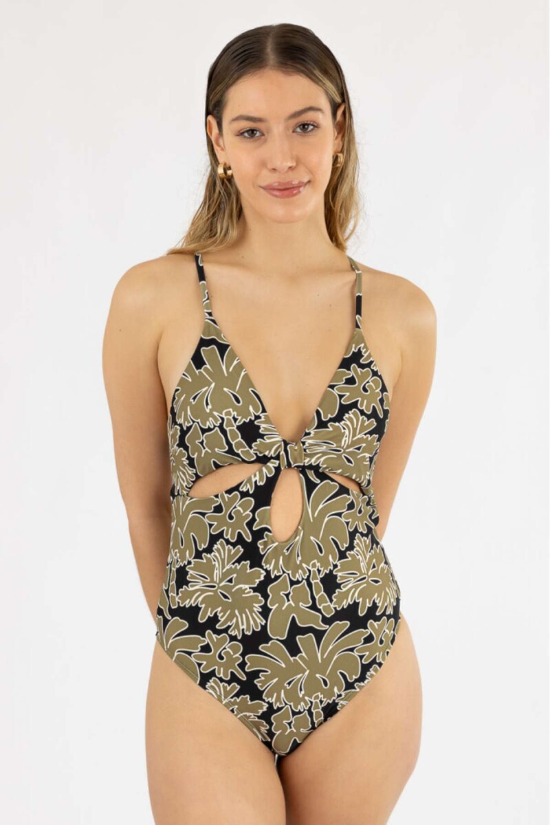 Malla mora estampada - Green palms 