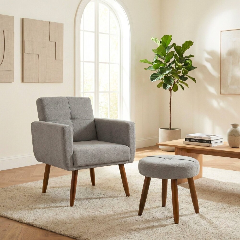 Butaca Moderna + Puff Havana Gris