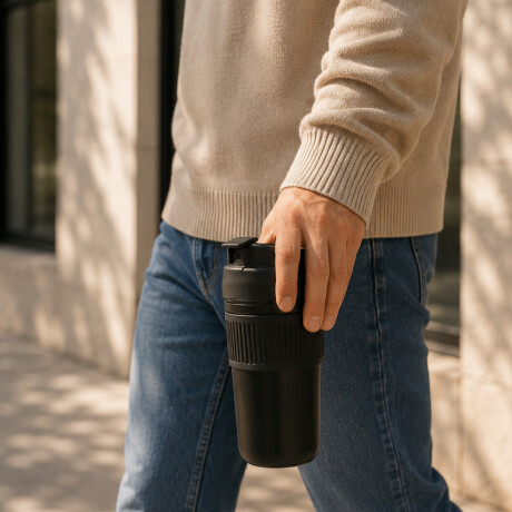 Vaso térmico con tapa hermética 450ml Negro