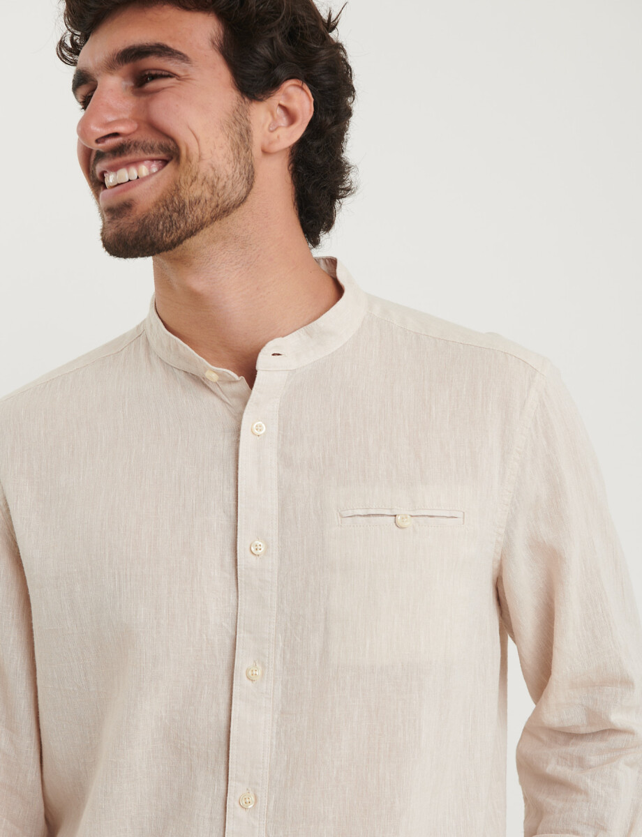 011954 CAMISA HARRINGTON LABEL LINO Natural