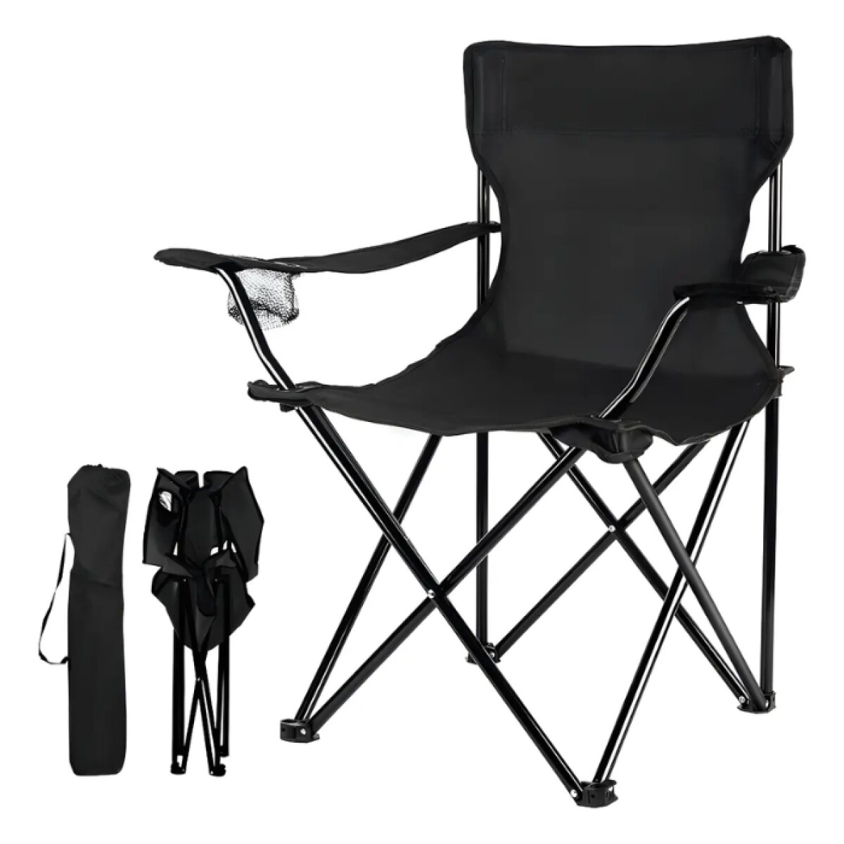 Silla plegable capitán con apoya brazos - Negro 