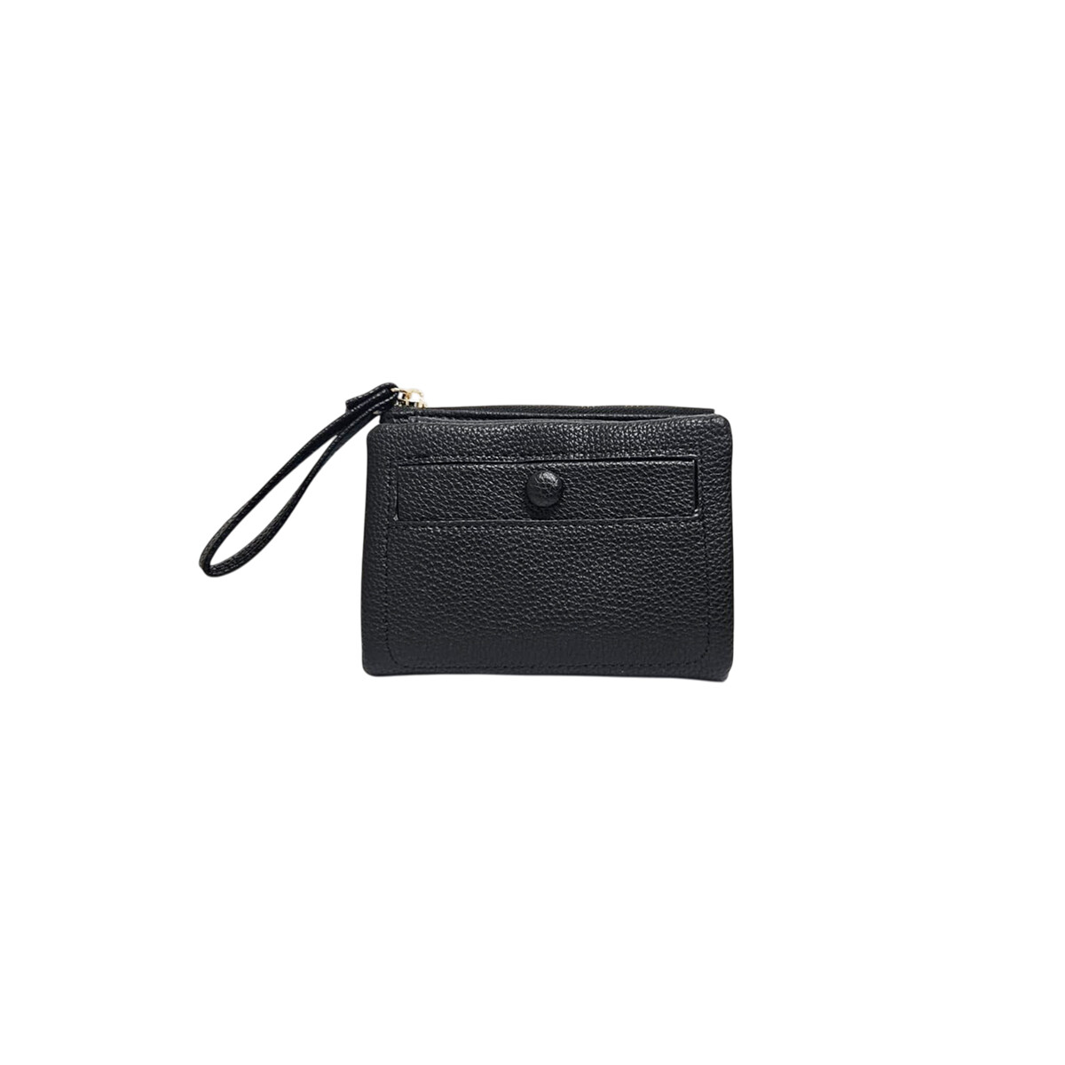 Billetera tarjetero cuerina con colgante - 11x14cm - Negro 