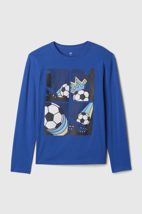 Remera Logo Gap Manga Larga Niño Soccer Blue