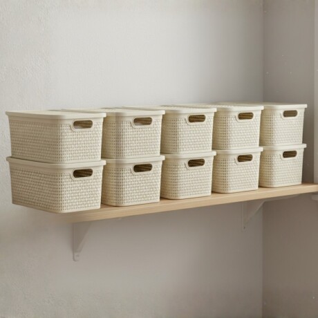 Set x10 caja simil ratán 4 lts BEIGE