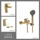 Juego De Griferia Incluye Lavatorio Bajo Bidet Y Ducha Exterior Con Telefono Y Flexible DORADO-BRUSHED GOLD
