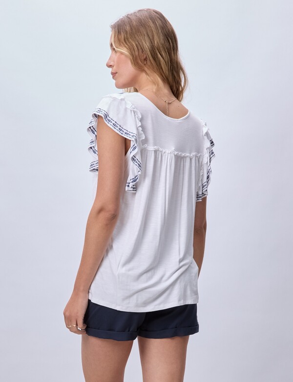 Blusa Bordada BLANCO/AZUL