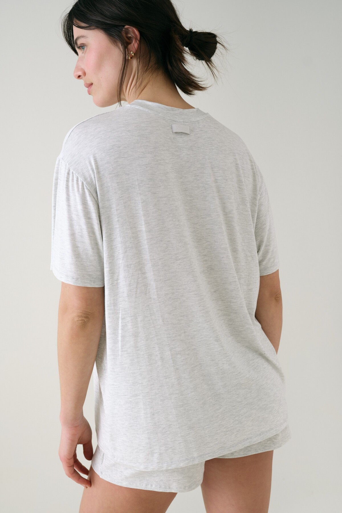 Remera Oversize Viscosa Gris Melange