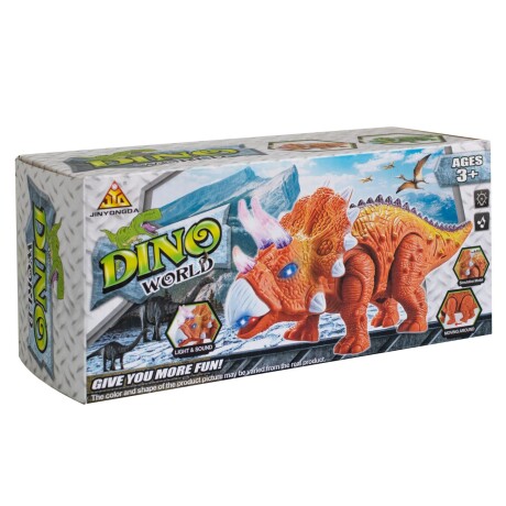 Dinosaurio triceratops con movimientos y luces MARRON