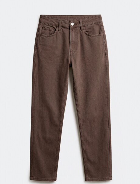 PANTALONES RECTOS EN TEJIDO DE SARGA MARRÓN