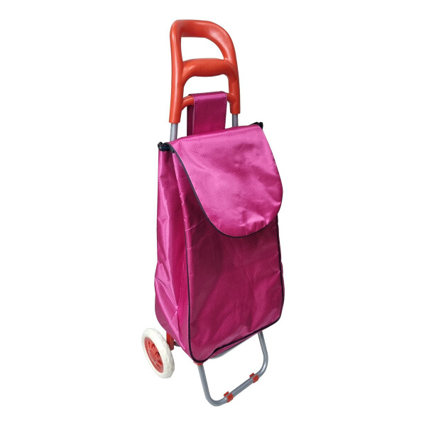 Carro Carrito Feria Compras Tela Resistente Bolso Calidad Variante Color Rosado