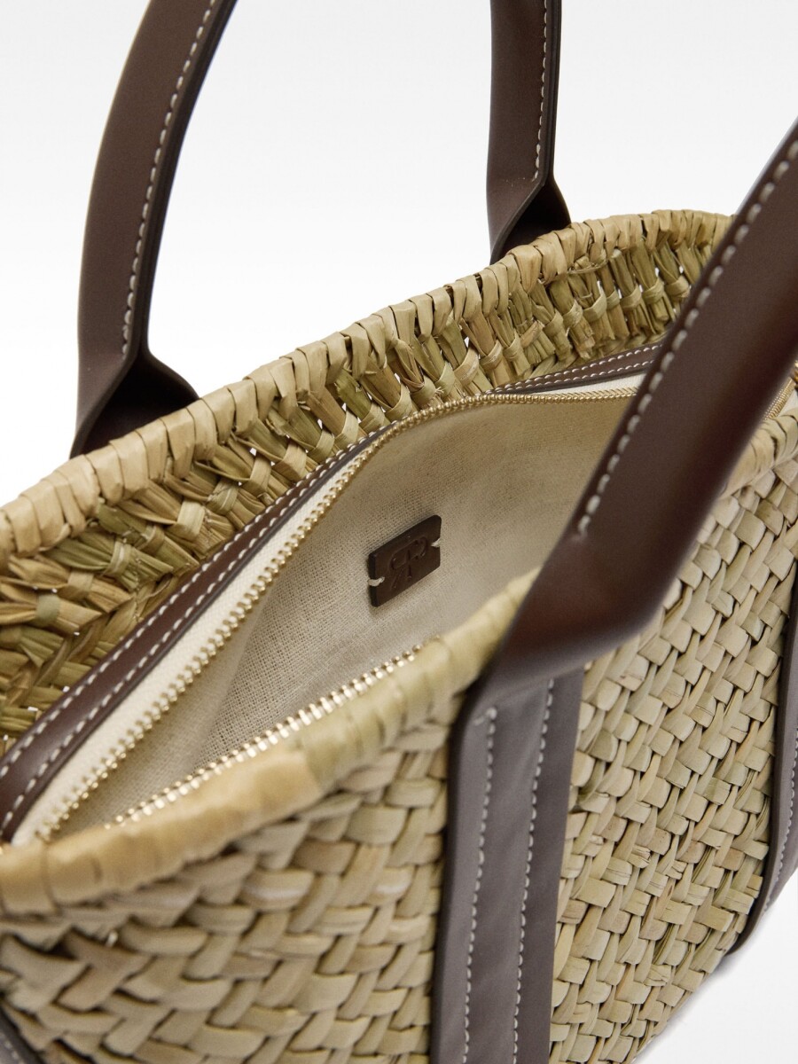 Bolso Tote De Rafia marron