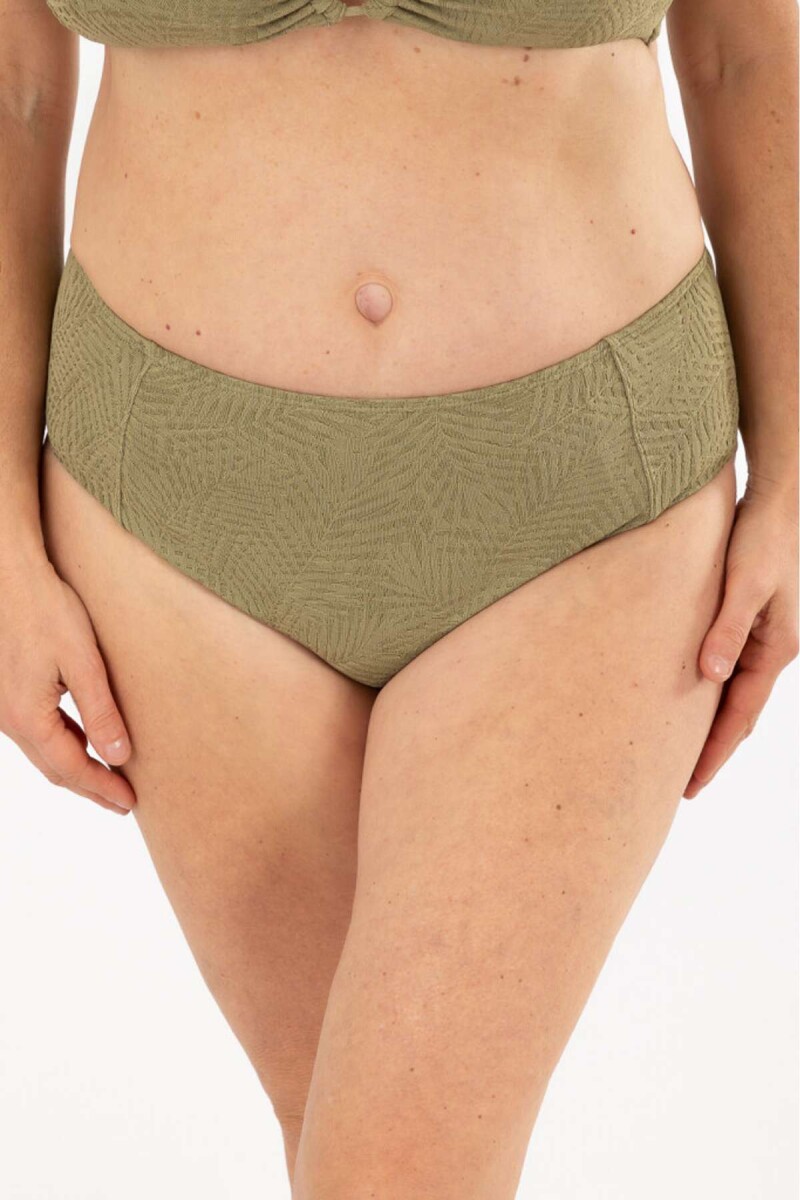 Bombacha alta desire textura - Hojas textura oliva 