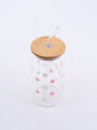 VASO VIDRIO CON SORBITO Y TAPA BAMBOO TRANSPARENTE