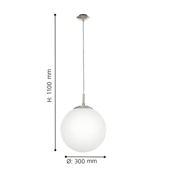 Lámpara colgante de vidrio, estructura niquelada EG0142