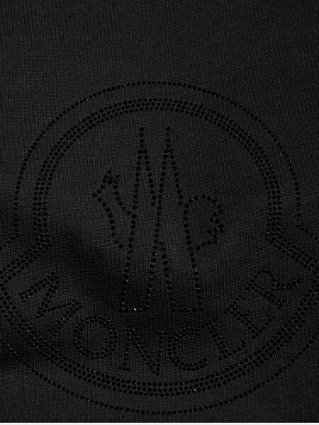 Moncler - Remera manga corta con logo con cristales Negro