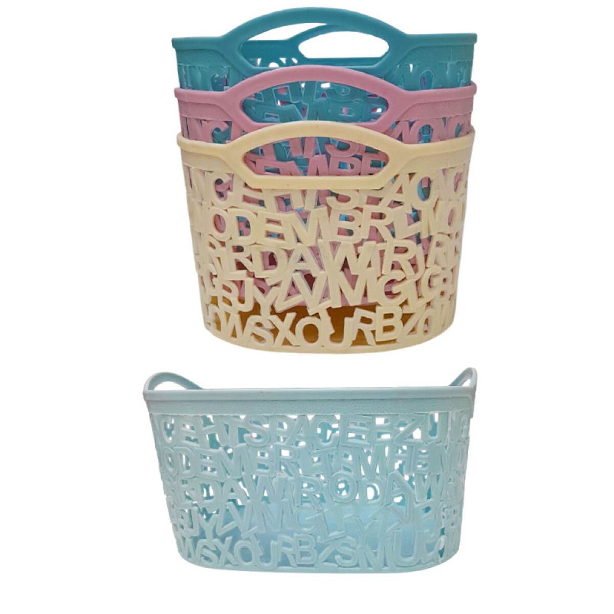 OUTLET Canasto Organizador con letras 27x19x15cm - Outlet Canasto Organizador Con Letras 27x19x15cm 
