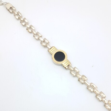 Pulsera de plata 925, double en oro 18 ktes y onix. Pulsera de plata 925, double en oro 18 ktes y onix.