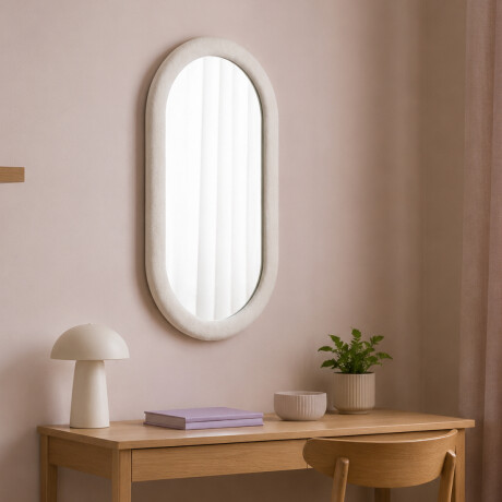 Espejo con marco de ondas y tela velvet - 40x70cm Blanco