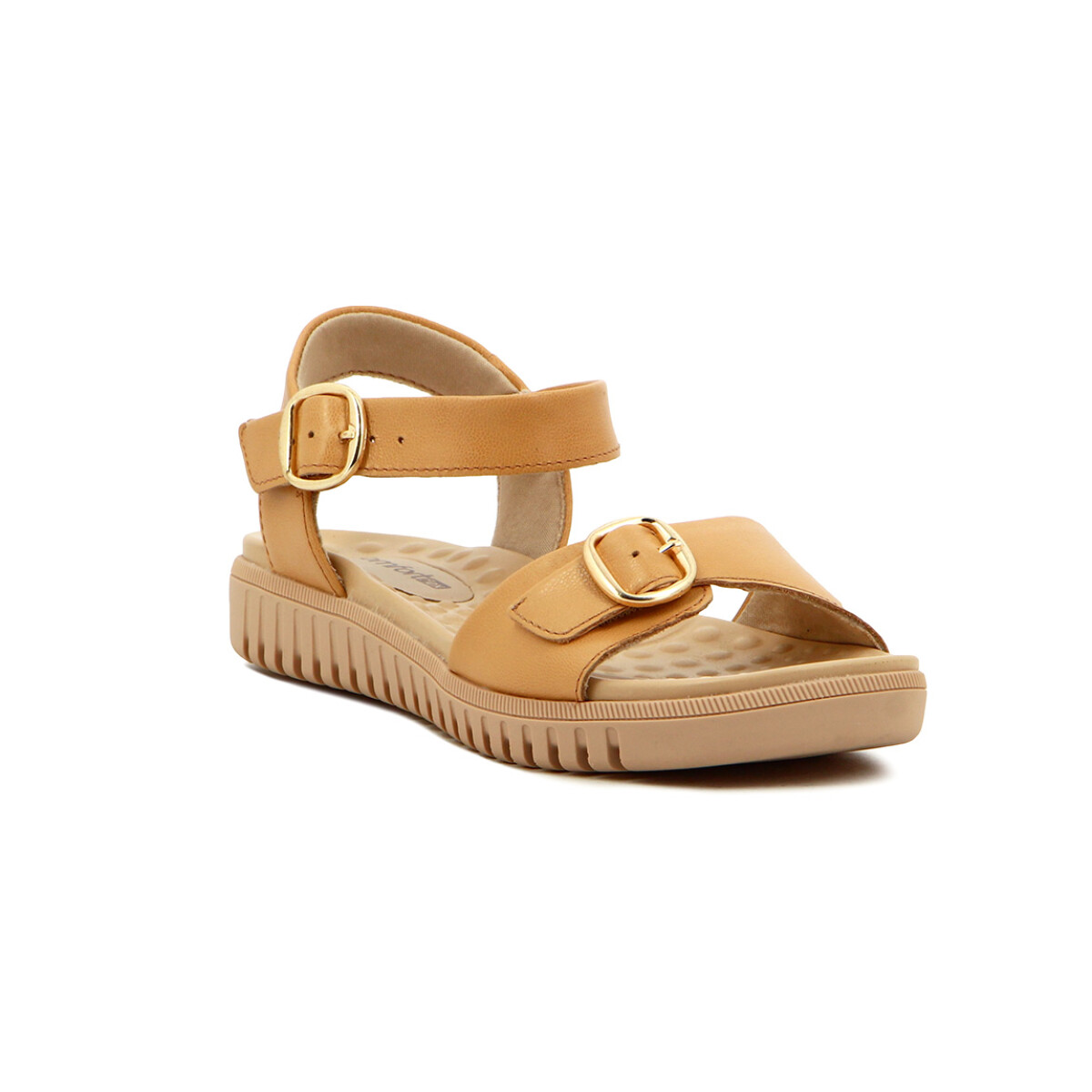 Sandalias Cuero Mujer Comfortflex Con Pulsera Y Hebilla - Caramelo 