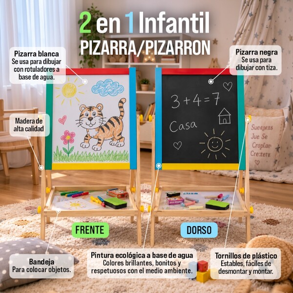 Pizarra Pizarron 2 En 1 Infantil Para Niños Tiza Marcadores Imantada Con Crayones y Marcador Imback Pizarra Pizarron 2 En 1 Infantil Para Niños Tiza Marcadores Imantada Con Crayones y Marcador Imback