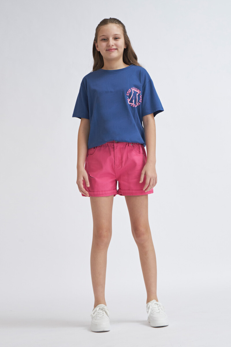 Camiseta manga corta con elástico - Azul 