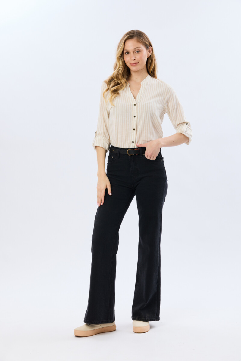 PANTALÓN DE JEAN WIDE LEG - Negro 