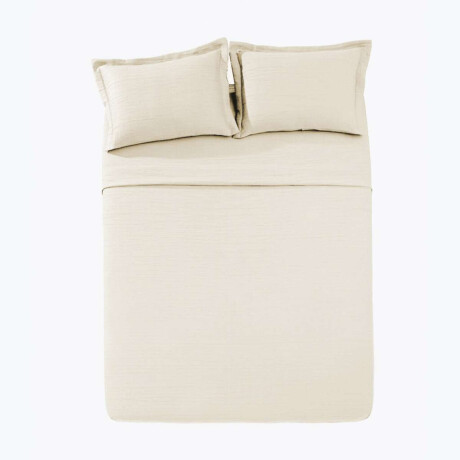 Juego Colcha y Funda Dohler 1 Plaza 100% Microfibra Marfil
