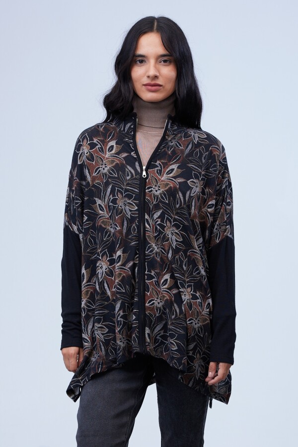 Cardigan Oversized Zip NEGRO/MULTI