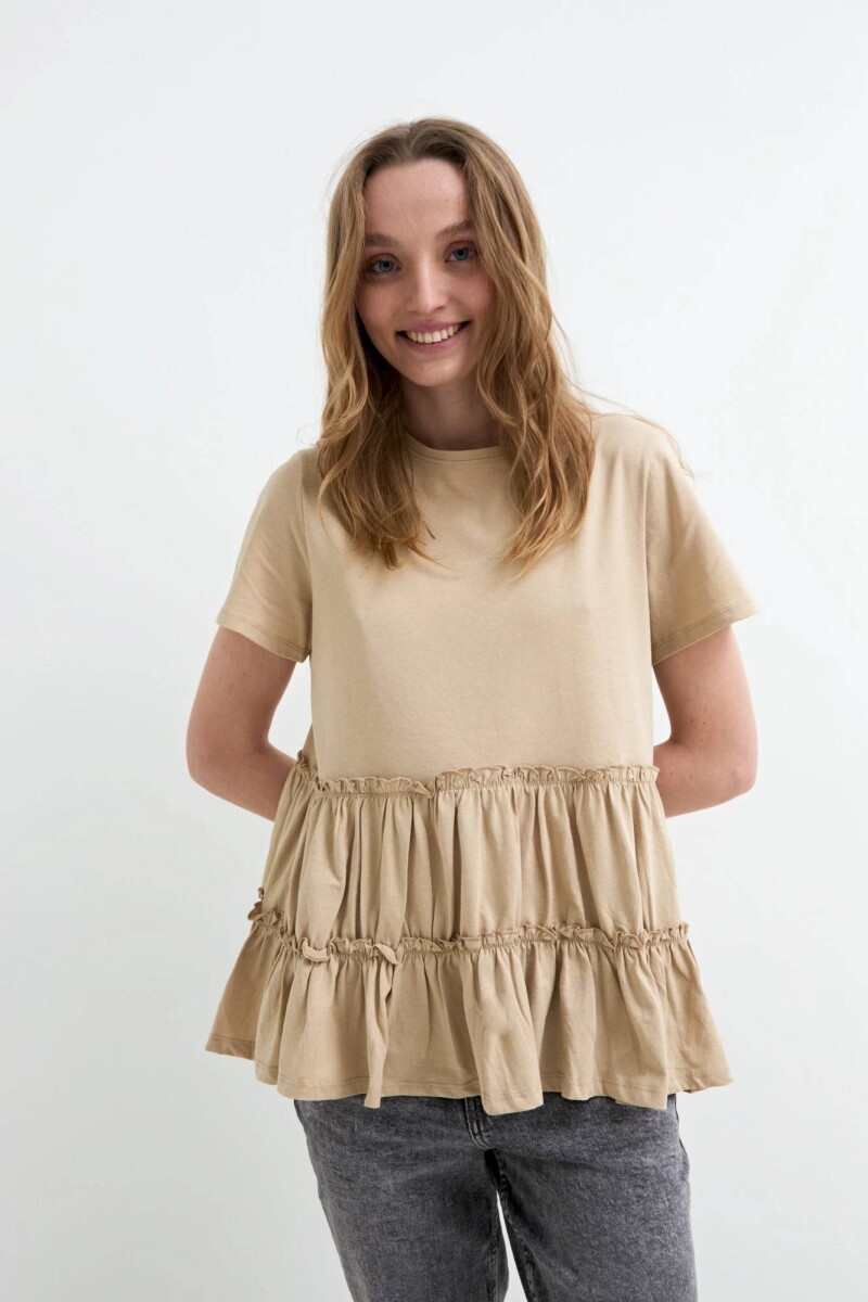 Remera con volados KHAKI