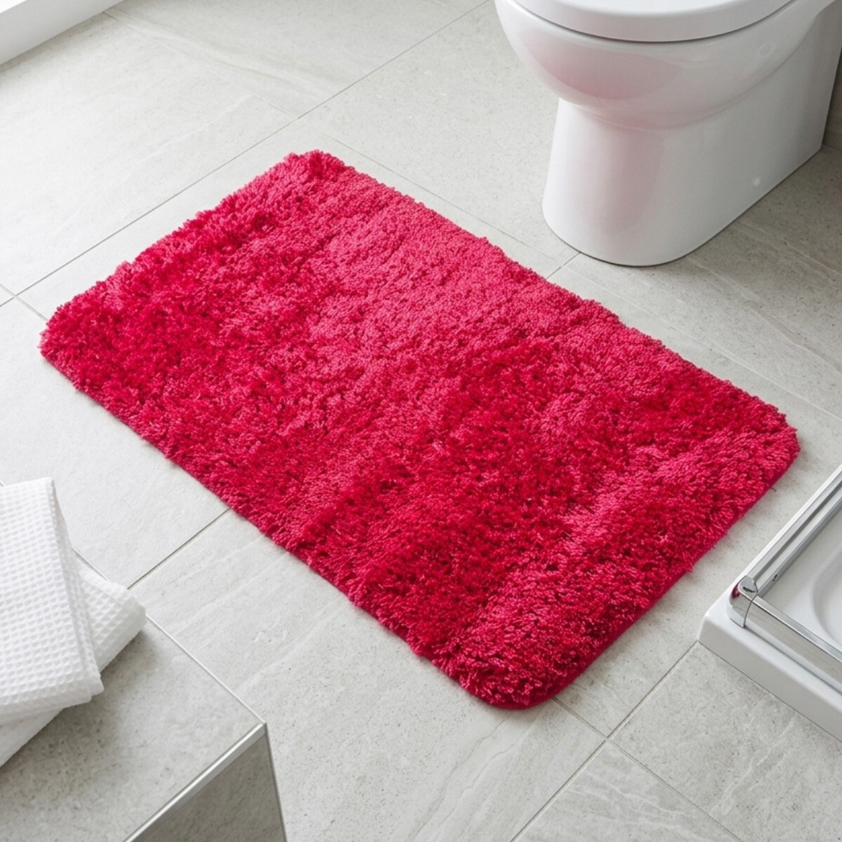 Alfombra Baño con Pelo Largo Home Class 45 x 75 cm - BORDO 