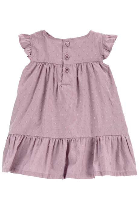 Vestido de algodón escalonado con volantes y canesú de encaje 0
