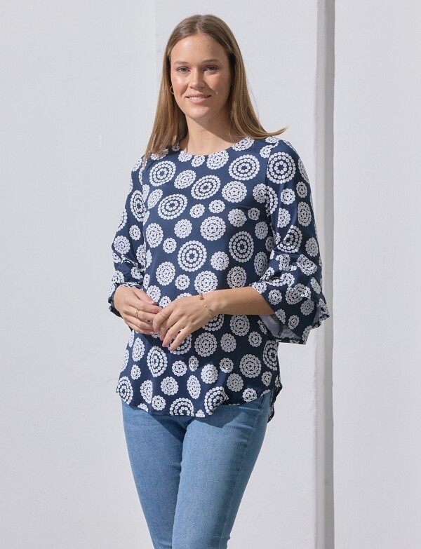 Blusa Printed AZUL/BLANCO