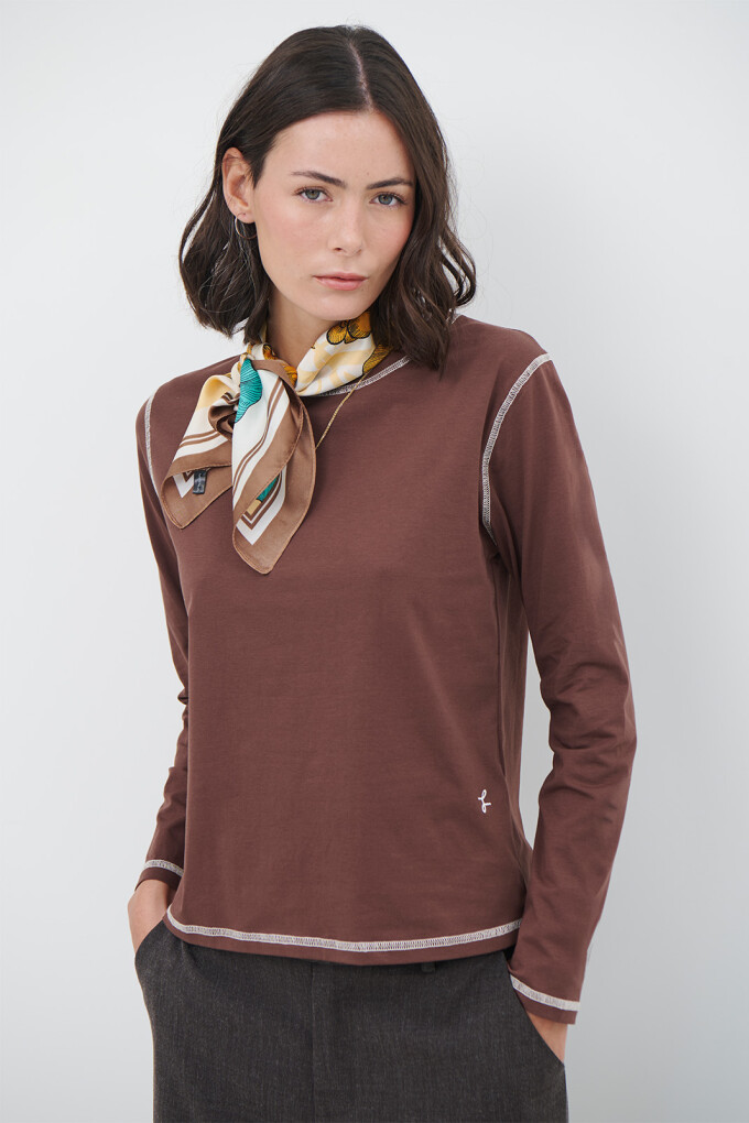 REMERA COTTON M/L MARRON