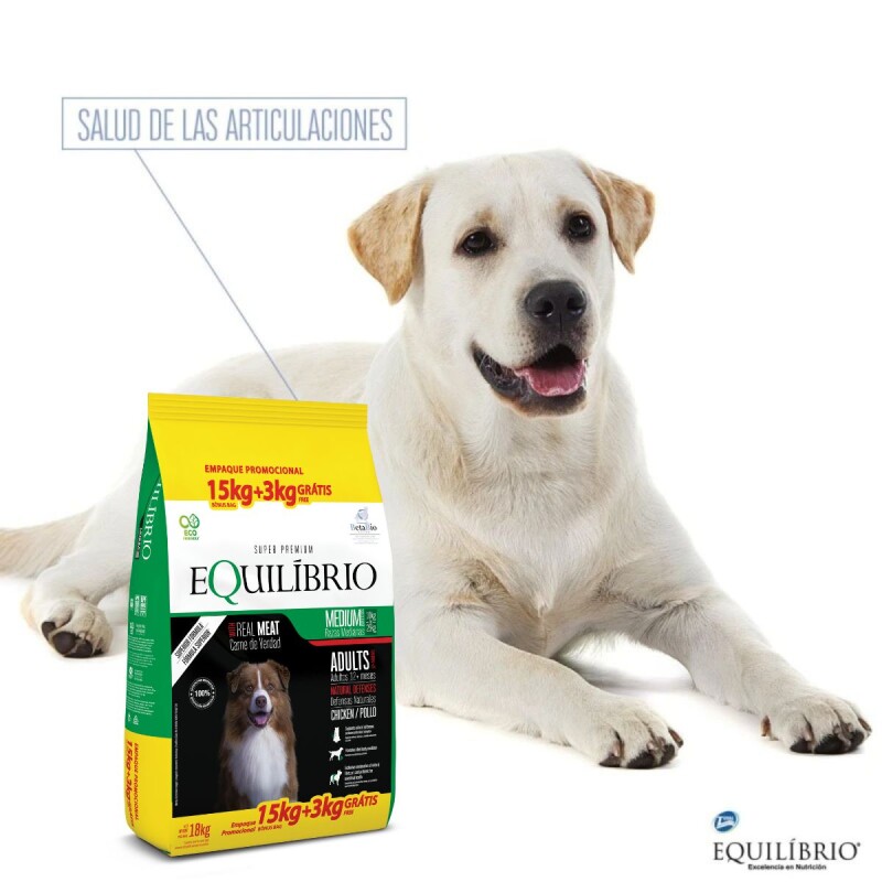 EQUILIBRIO PERROS ADULTOS TODAS LAS RAZAS ACTIVE 15 + 3 KG DE REGALO