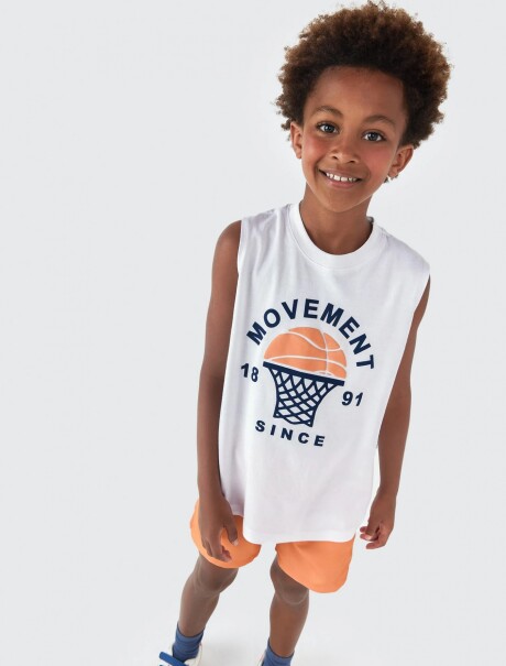 MUSCULOSA INFANTIL CON ESTAMPA BLANCO