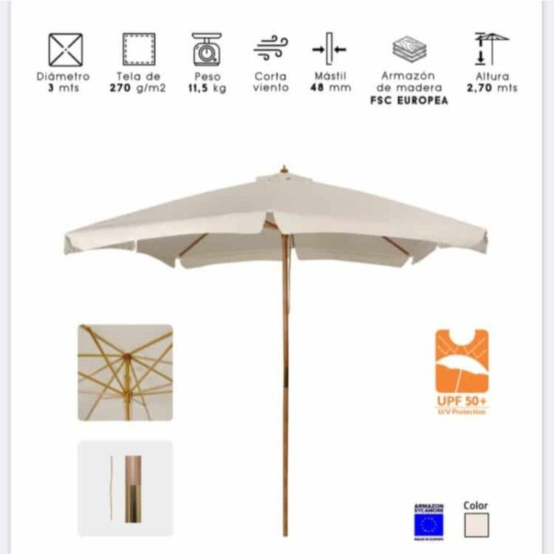 Sombrilla Jardín Cuadrada 3M UV50+ Sombrilla Jardín Cuadrada 3M UV50+