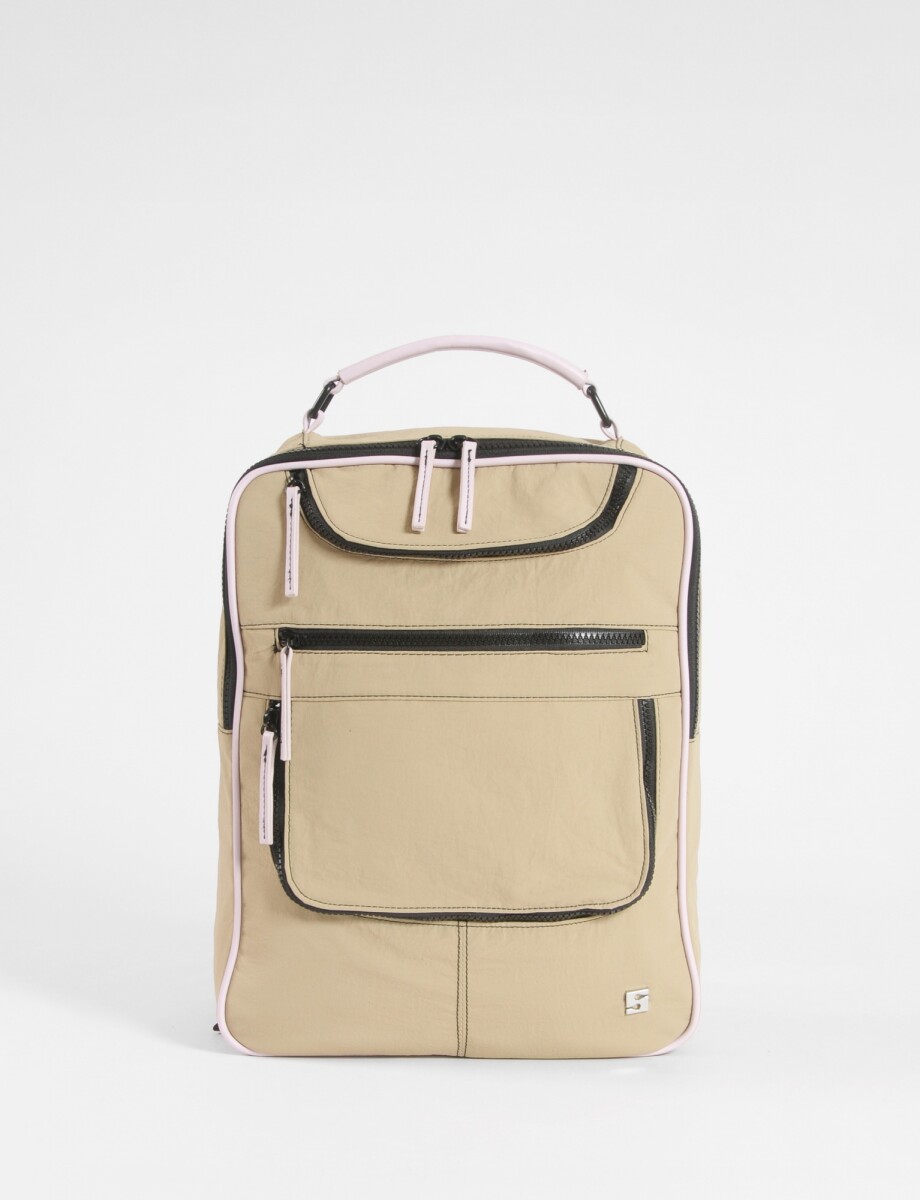 Mochila porta laptop cierres - beige 