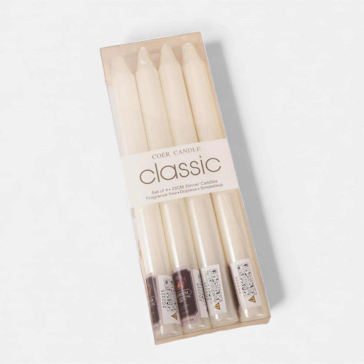 Pack de velas metalizadas lisas 4 unidades - Crema 