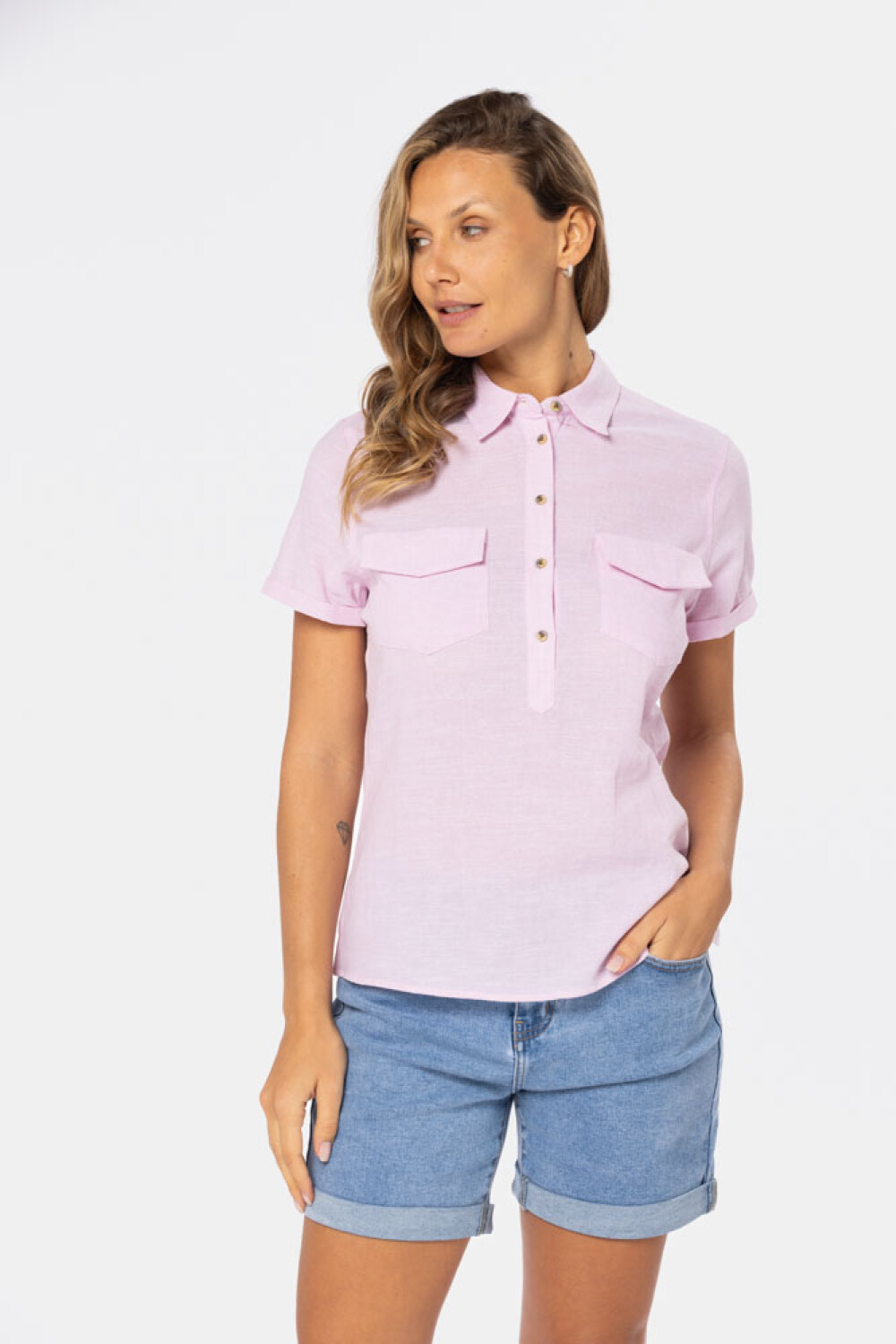 CAMISA DE LINO Rosa
