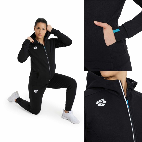 Campera Canguro Con Capucha Deportivo Para Mujer Arena Women's Team Hooded Jacket Panel Negro