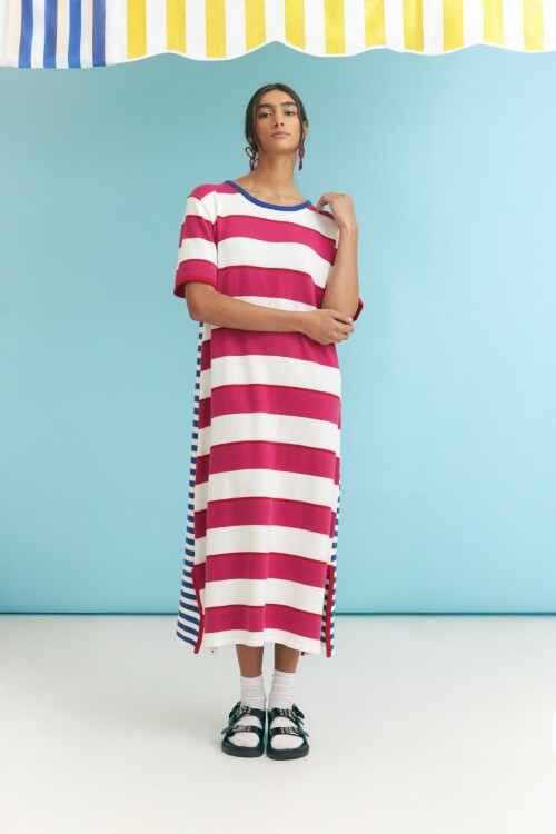PREVENTA Vestido rayado algodon multicolor multicolor