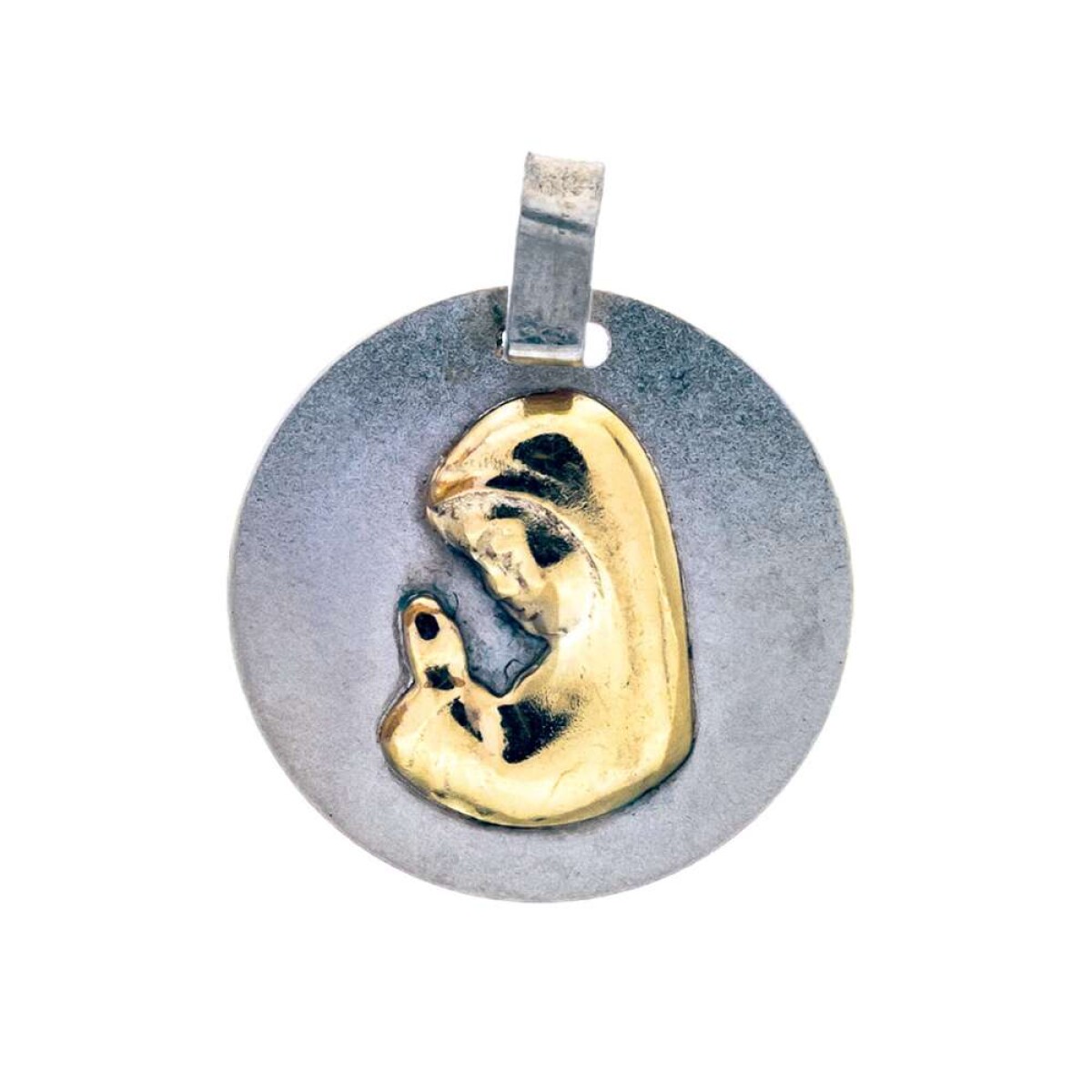 Medalla de plata 925 y double en oro 18 ktes - Virgen Niña 