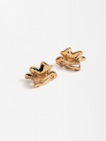Pendientes Media Flor Con Perla dorado