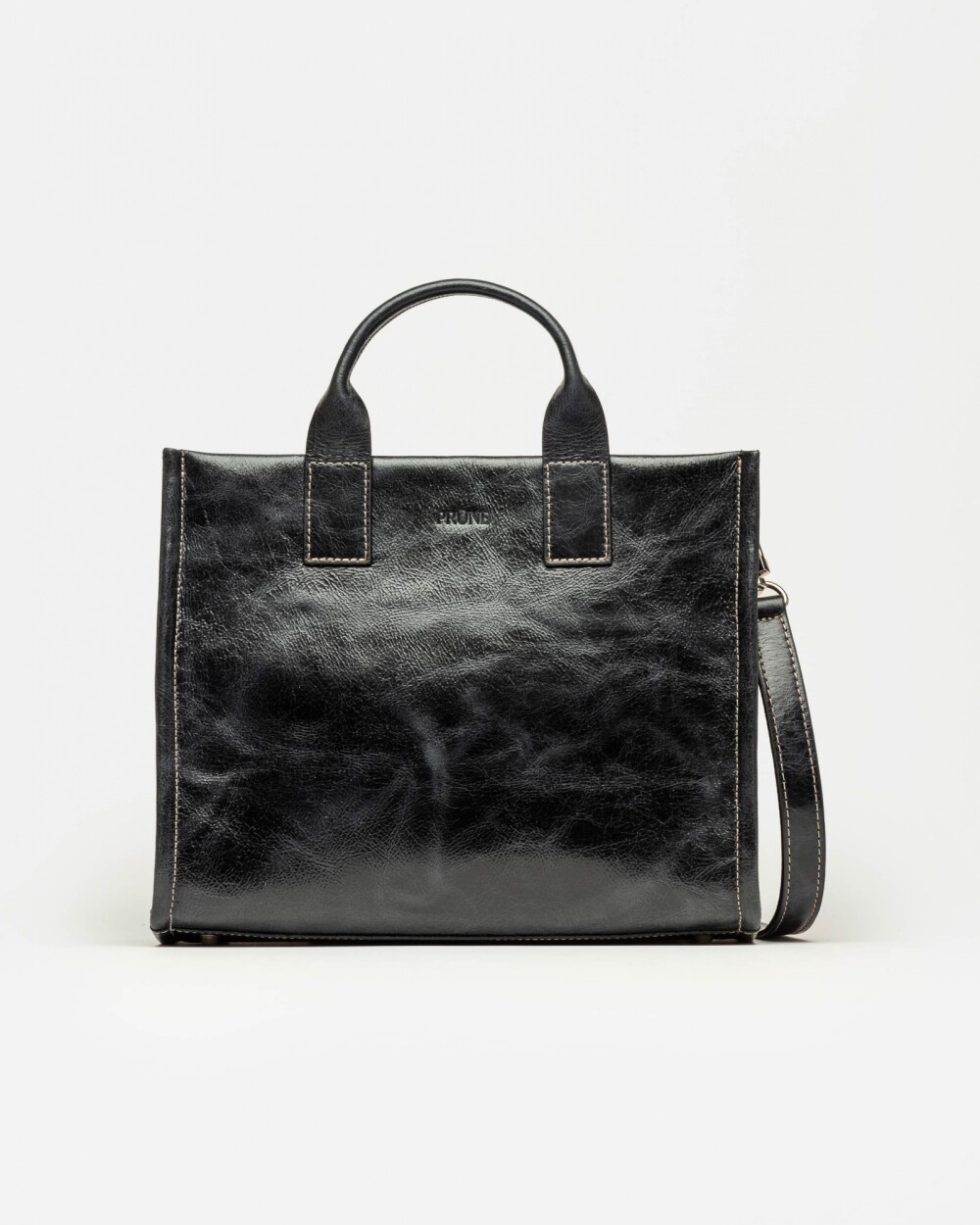 Cartera de mano Capri en cuero arrugado Negro