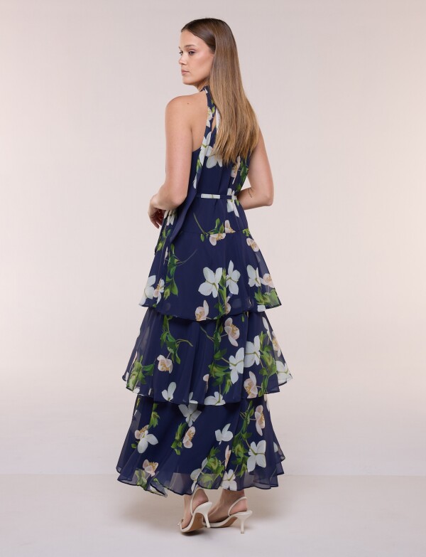 Vestido De Gasa Floral AZUL/MULTI